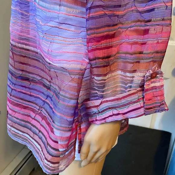 Elements Sexy Mesh Button Down Multicolor shirt Blouse Women Size XL - Picture 6 of 6